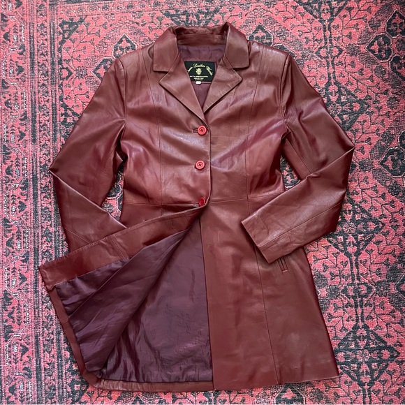 vintage red leather jacket / blazer - Picture 3 of 4
